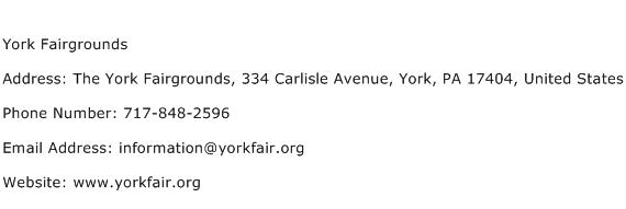 York Fairgrounds Address Contact Number