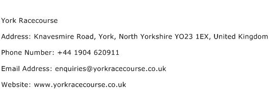 York Racecourse Address Contact Number