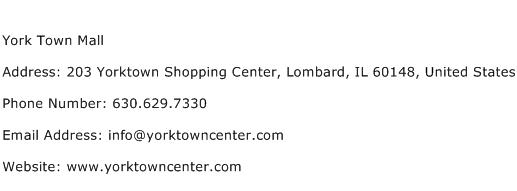 York Town Mall Address Contact Number