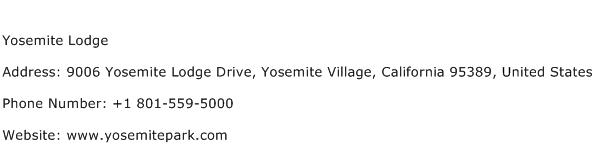 Yosemite Lodge Address Contact Number