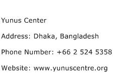 Yunus Center Address Contact Number