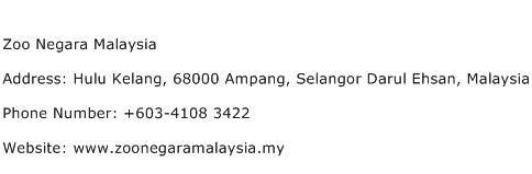 Zoo Negara Malaysia Address Contact Number