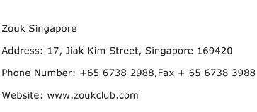 Zouk Singapore Address Contact Number