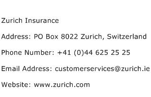 Zurich Insurance Address Contact Number