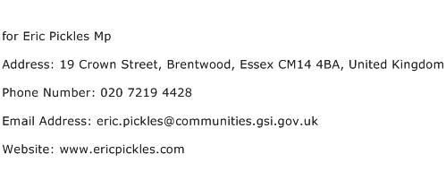 for Eric Pickles Mp Address Contact Number