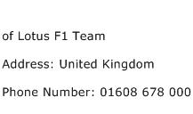 of Lotus F1 Team Address Contact Number
