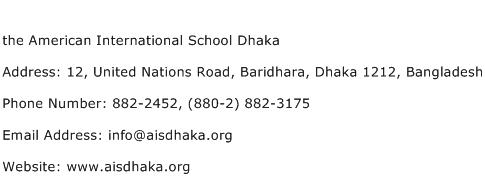 the American International School Dhaka Address Contact Number