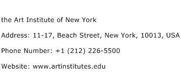 the Art Institute of New York Address Contact Number
