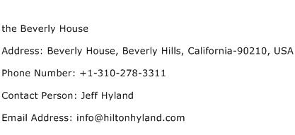 the Beverly House Address Contact Number
