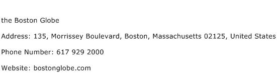 the Boston Globe Address Contact Number