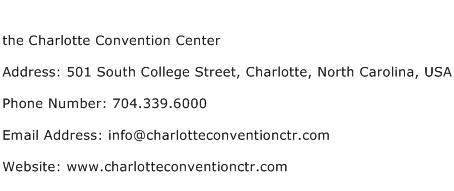 the Charlotte Convention Center Address Contact Number