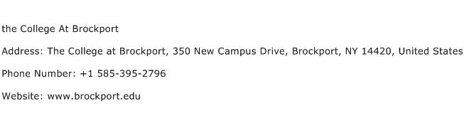the College At Brockport Address Contact Number