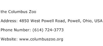 the Columbus Zoo Address Contact Number