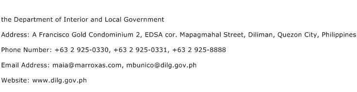 the Department of Interior and Local Government Address Contact Number