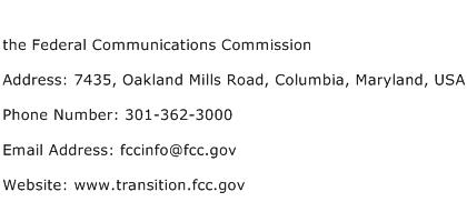 the Federal Communications Commission Address Contact Number