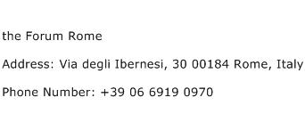 the Forum Rome Address Contact Number