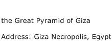 the Great Pyramid of Giza Address Contact Number