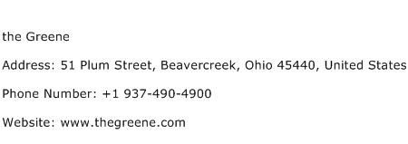 the Greene Address Contact Number