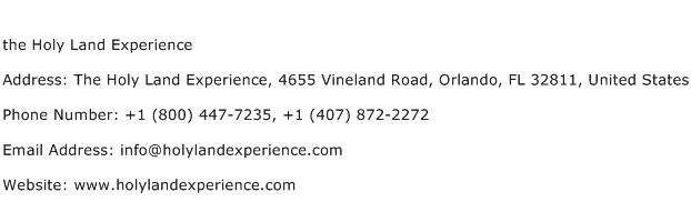 the Holy Land Experience Address Contact Number
