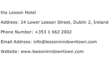 the Leeson Hotel Address Contact Number