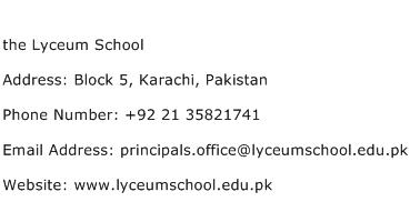 the Lyceum School Address Contact Number