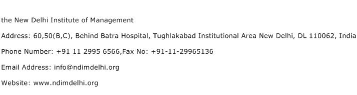 the New Delhi Institute of Management Address Contact Number