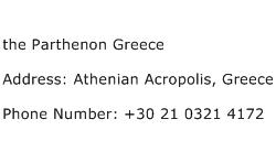 the Parthenon Greece Address Contact Number