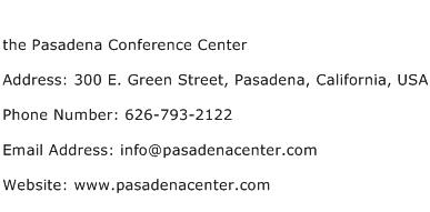 the Pasadena Conference Center Address Contact Number