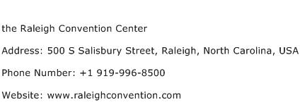 the Raleigh Convention Center Address Contact Number