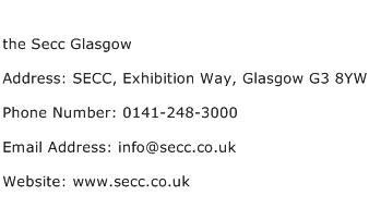 the Secc Glasgow Address Contact Number