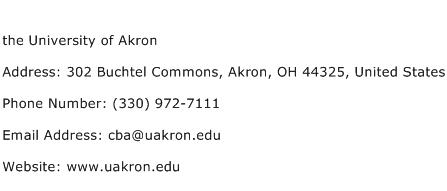 the University of Akron Address Contact Number