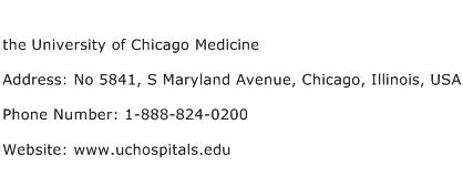 the University of Chicago Medicine Address Contact Number
